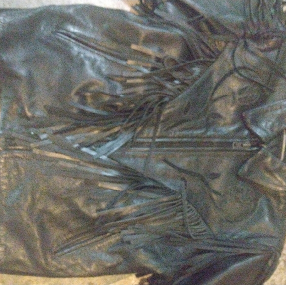 Vintage Wilson's Thinsulate Women's Leather Fringe Rose Design Biker Jacket - Picture 9 of 11